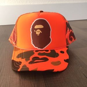 Bape camo 5 panel high crown trucker hat